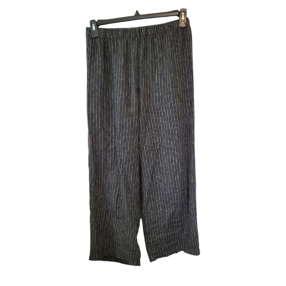 Hot Cotton Black & White Stripe Linen Cotton Casual Pants Size M